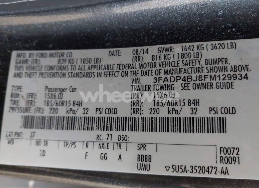 Photo 9 of 2015 Ford Fiesta SE (VIN 3FADP4BJ8FM129934)