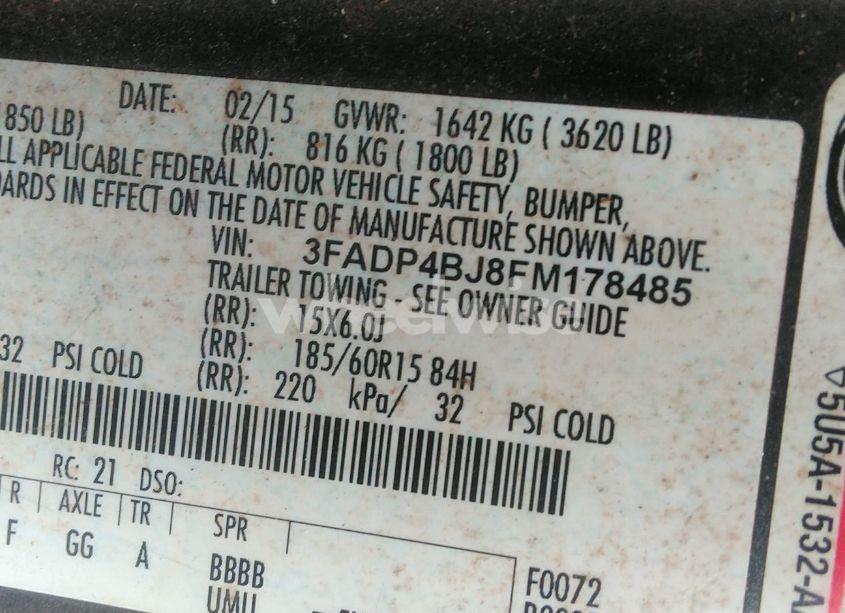 Photo 9 of 2015 Ford Fiesta SE (VIN 3FADP4BJ8FM178485)