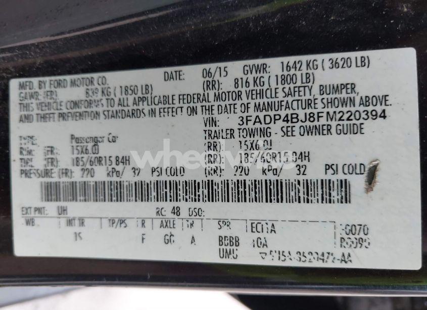 Photo 9 of 2015 Ford Fiesta SE (VIN 3FADP4BJ8FM220394)