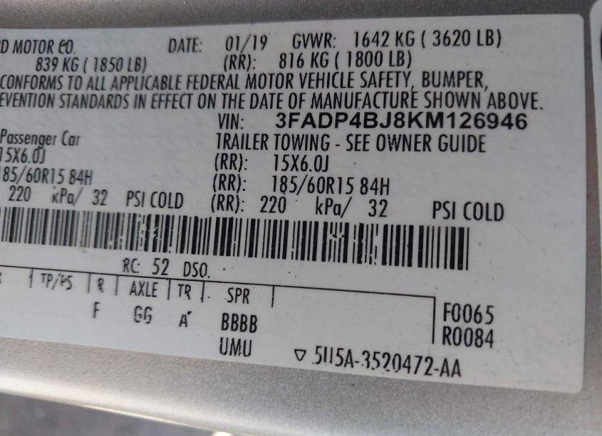 Photo 9 of 2019 Ford Fiesta SE (VIN 3FADP4BJ8KM126946)