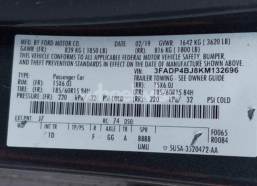 Photo 9 of 2019 Ford Fiesta SE (VIN 3FADP4BJ8KM132696)