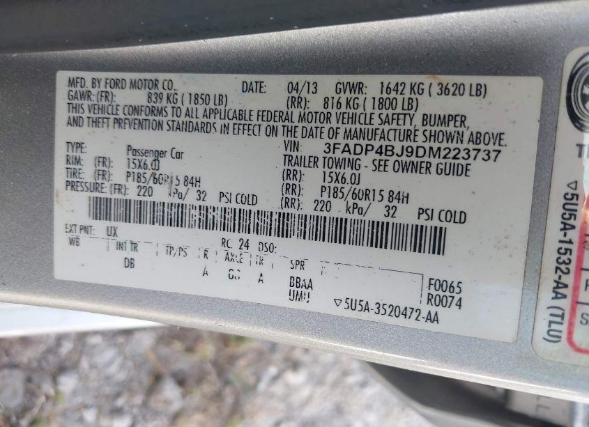 Photo 9 of 2013 Ford Fiesta SE (VIN 3FADP4BJ9DM223737)