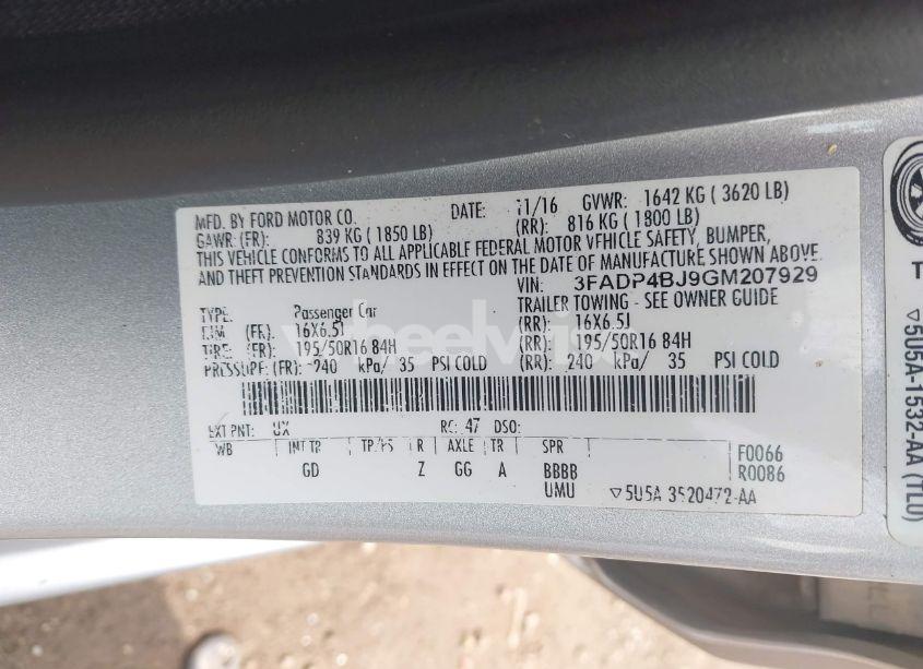 Photo 9 of 2016 Ford Fiesta SE (VIN 3FADP4BJ9GM207929)