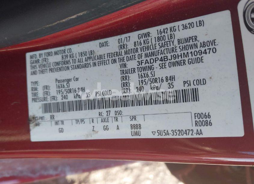 Photo 9 of 2017 Ford Fiesta SE (VIN 3FADP4BJ9HM109470)