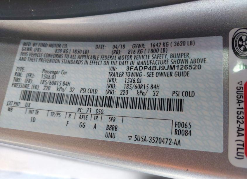 Photo 9 of 2018 Ford Fiesta SE (VIN 3FADP4BJ9JM126520)