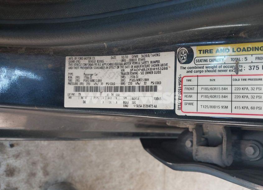 Photo 9 of 2011 Ford Fiesta SE (VIN 3FADP4BJXBM153288)