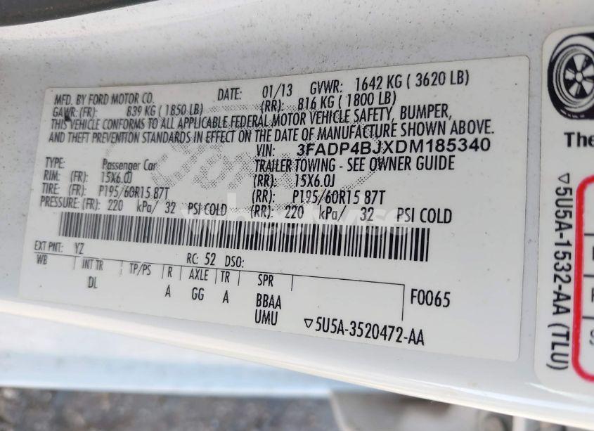 Photo 9 of 2013 Ford Fiesta SE (VIN 3FADP4BJXDM185340)