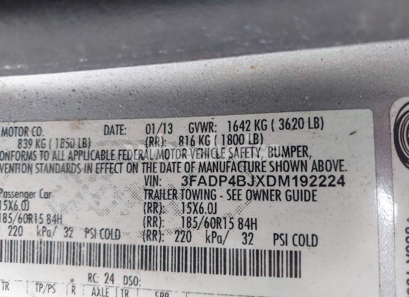 Photo 9 of 2013 Ford Fiesta SE (VIN 3FADP4BJXDM192224)