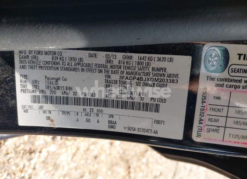 Photo 9 of 2013 Ford Fiesta SE (VIN 3FADP4BJXDM203383)