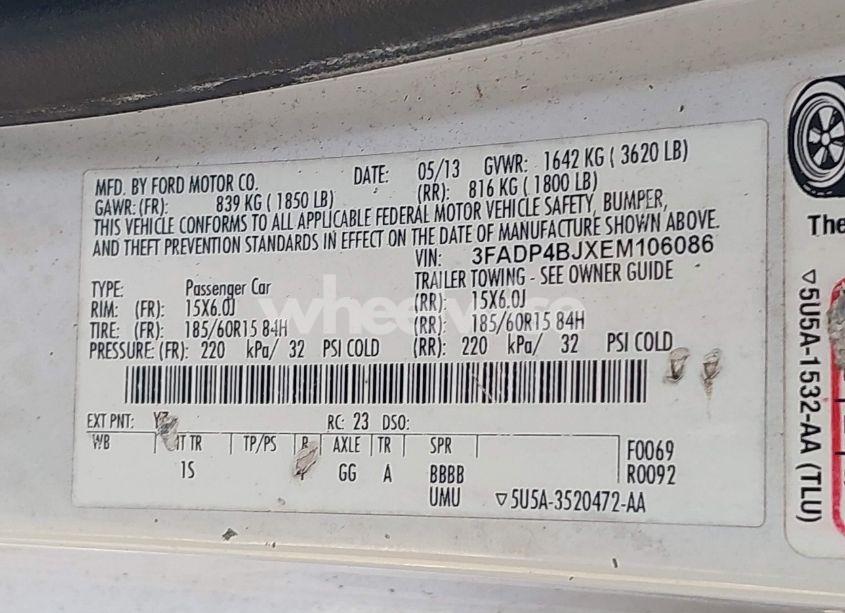 Photo 9 of 2014 Ford Fiesta SE (VIN 3FADP4BJXEM106086)