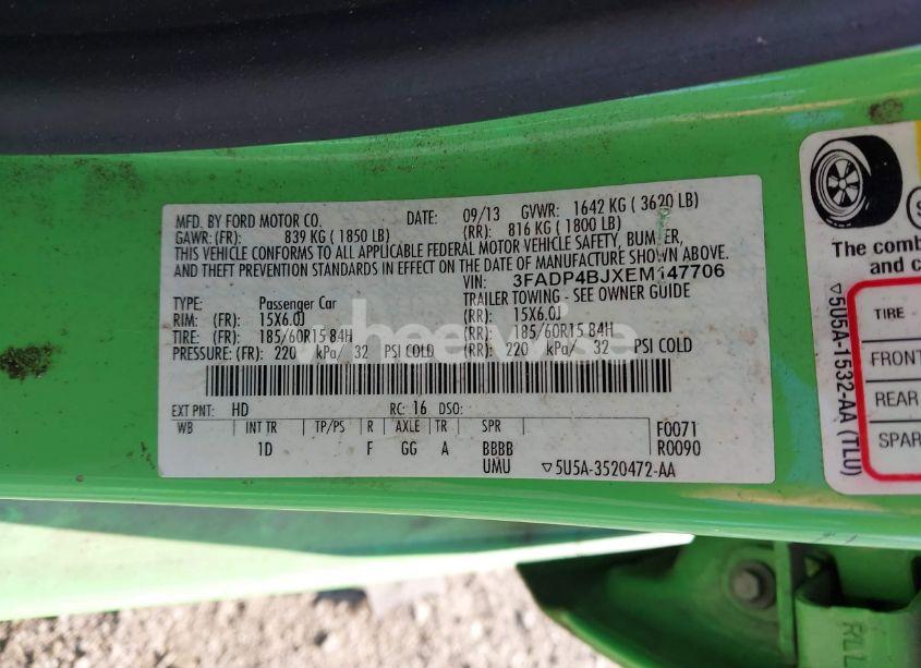 Photo 9 of 2014 Ford Fiesta SE (VIN 3FADP4BJXEM147706)