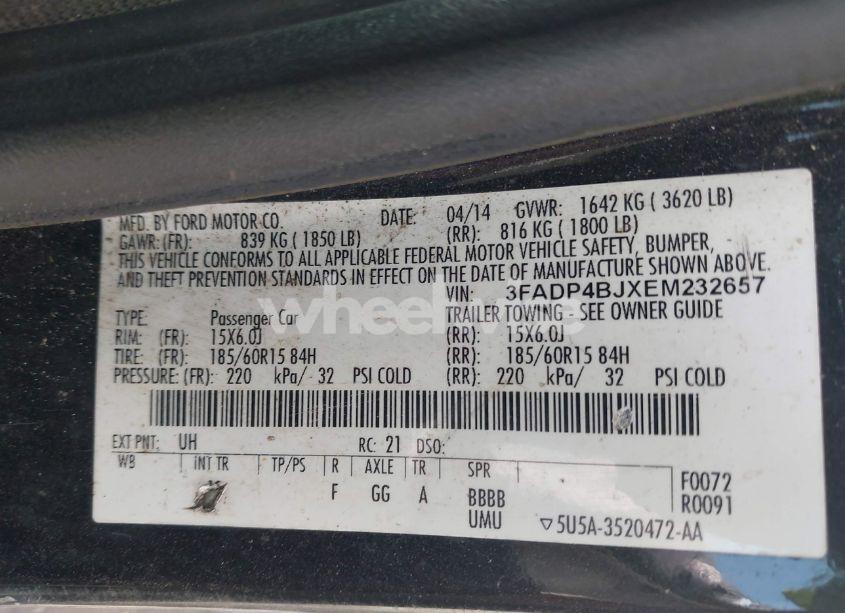 Photo 9 of 2014 Ford Fiesta SE (VIN 3FADP4BJXEM232657)