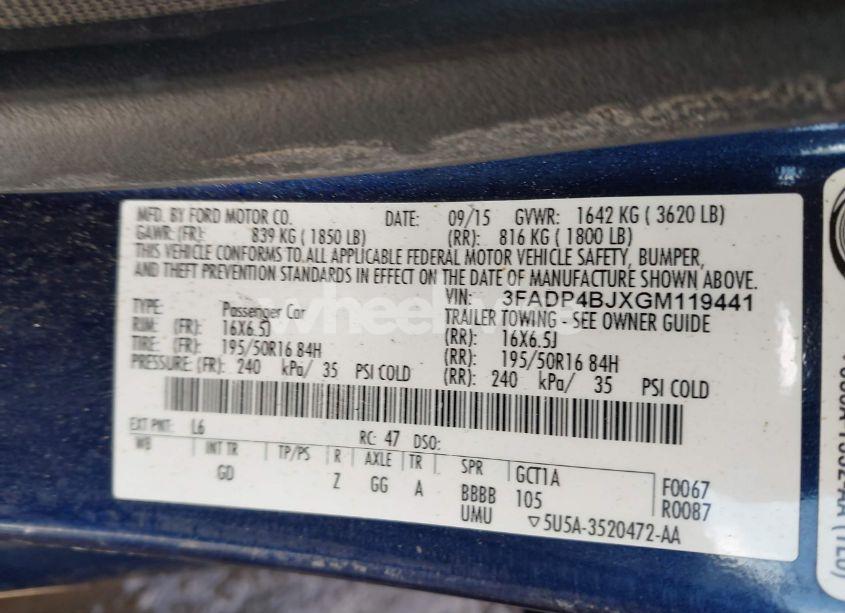 Photo 9 of 2016 Ford Fiesta SE (VIN 3FADP4BJXGM119441)