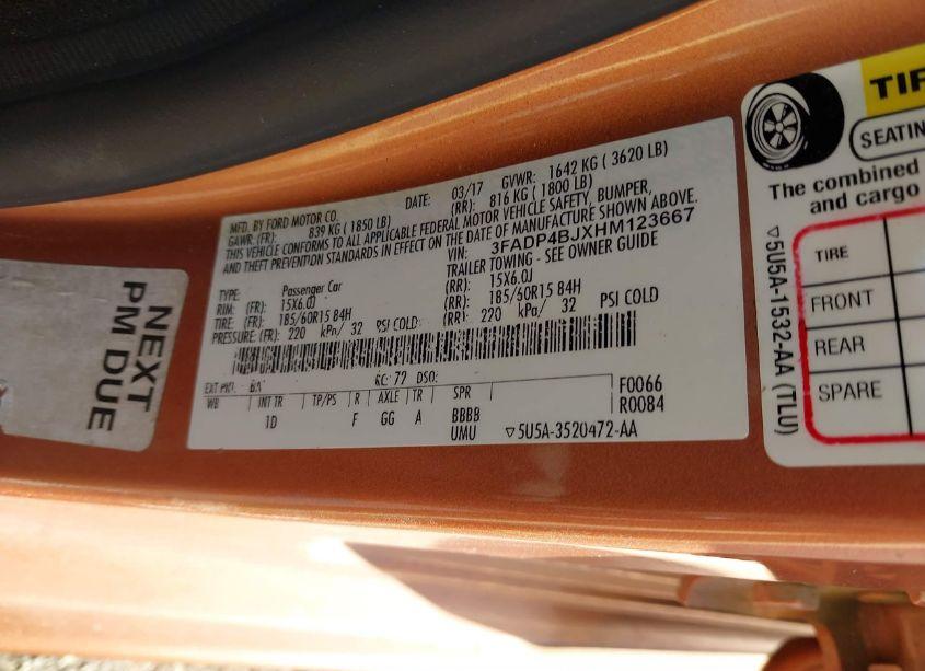 Photo 9 of 2017 Ford Fiesta SE (VIN 3FADP4BJXHM123667)