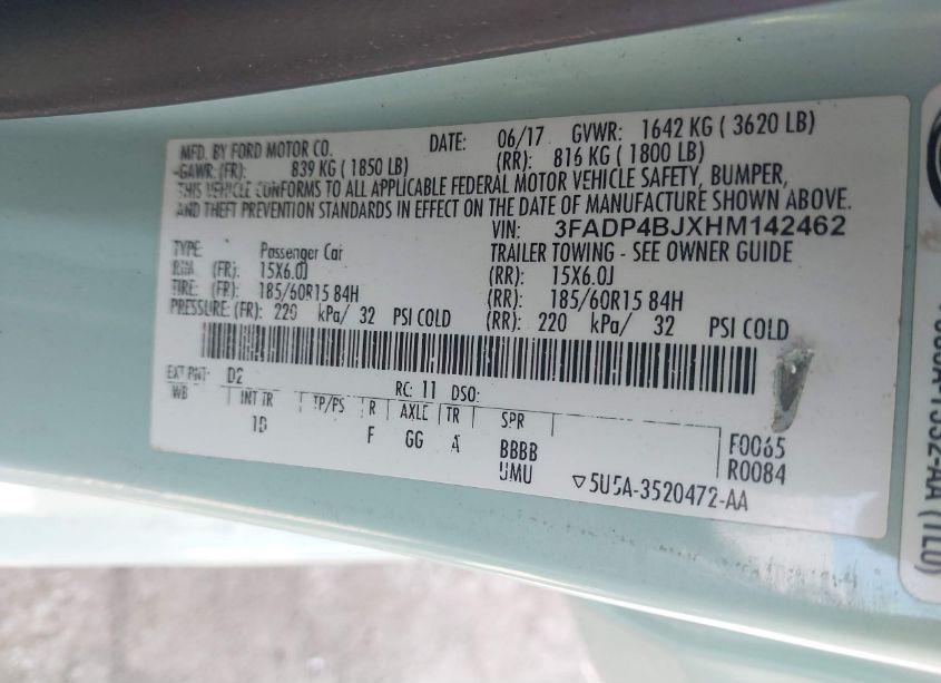 Photo 9 of 2017 Ford Fiesta SE (VIN 3FADP4BJXHM142462)