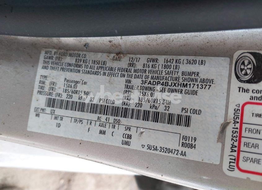 Photo 9 of 2017 Ford Fiesta SE (VIN 3FADP4BJXHM171377)