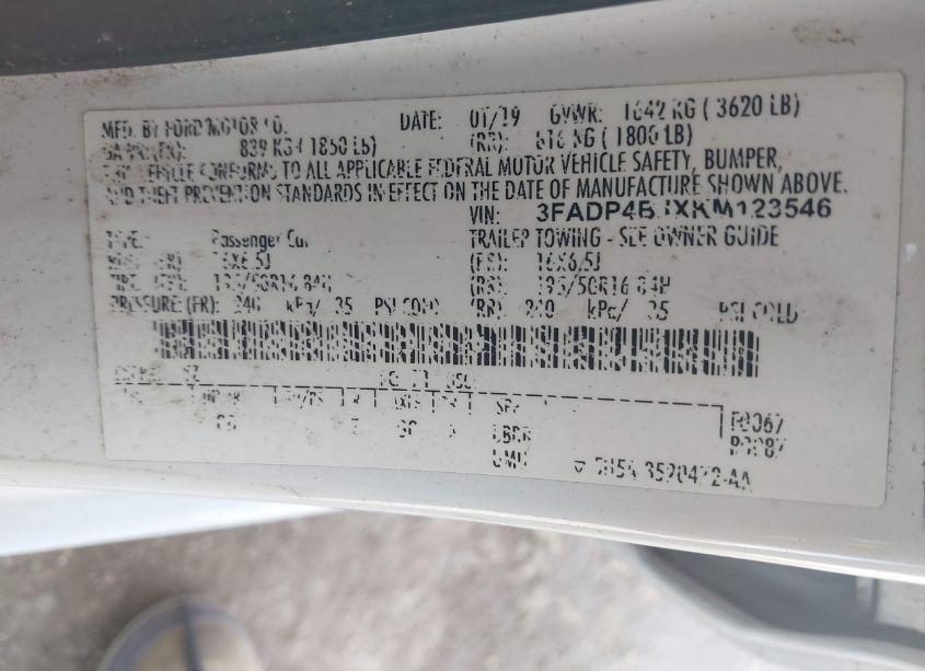 Photo 9 of 2019 Ford Fiesta SE (VIN 3FADP4BJXKM123546)