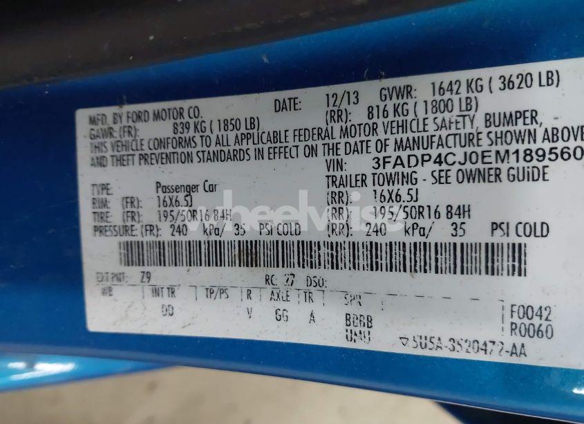 Photo 9 of 2014 Ford Fiesta TITANIUM (VIN 3FADP4CJ0EM189560)