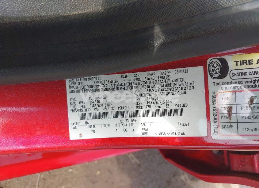 Photo 9 of 2011 Ford Fiesta SEL (VIN 3FADP4CJ4BM182123)
