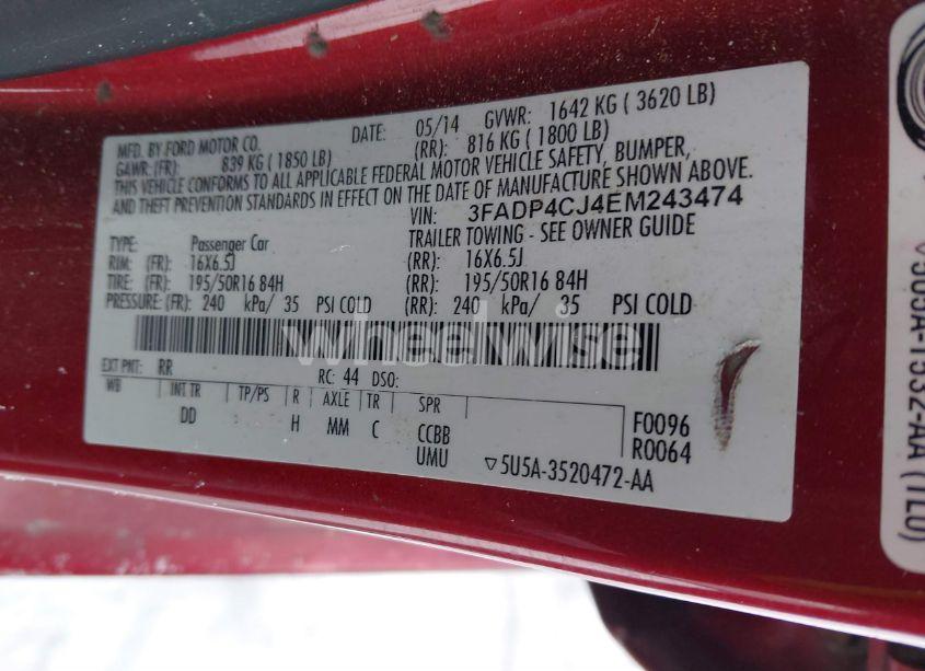 Photo 9 of 2014 Ford Fiesta TITANIUM (VIN 3FADP4CJ4EM243474)