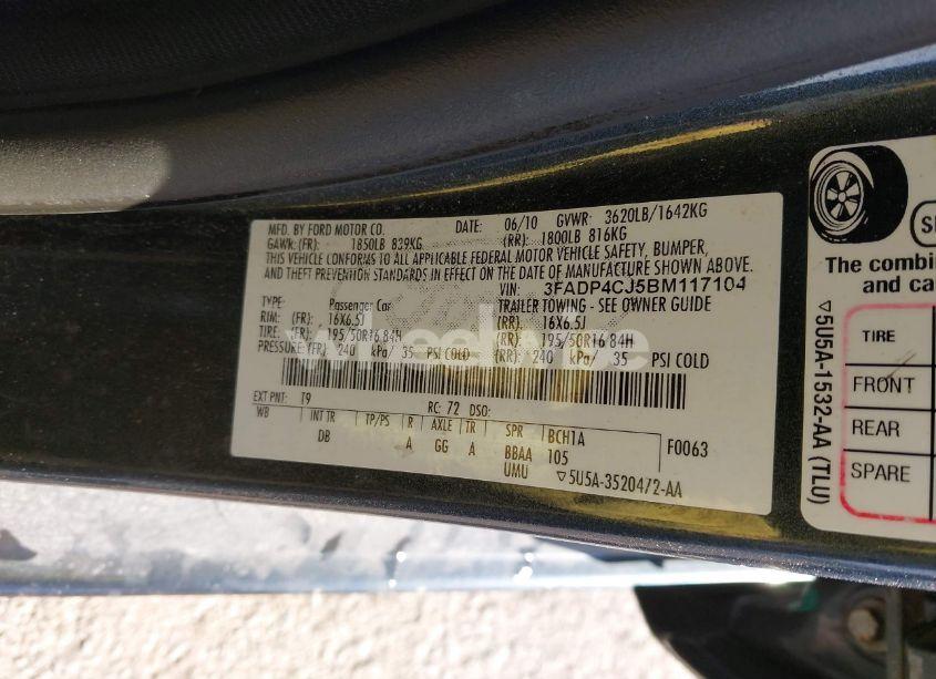 Photo 9 of 2011 Ford Fiesta SEL (VIN 3FADP4CJ5BM117104)