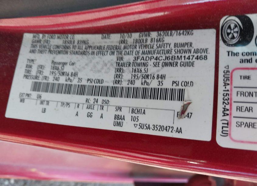 Photo 9 of 2011 Ford Fiesta SEL (VIN 3FADP4CJ6BM147468)