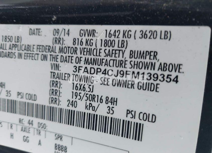 Photo 9 of 2015 Ford Fiesta TITANIUM (VIN 3FADP4CJ9FM139354)