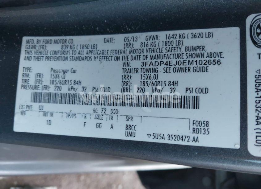 Photo 9 of 2014 Ford Fiesta SE (VIN 3FADP4EJ0EM102656)