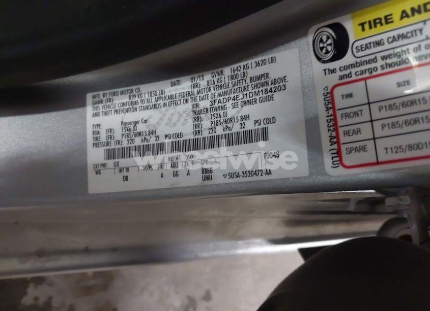 Photo 9 of 2013 Ford Fiesta SE (VIN 3FADP4EJ1DM184203)