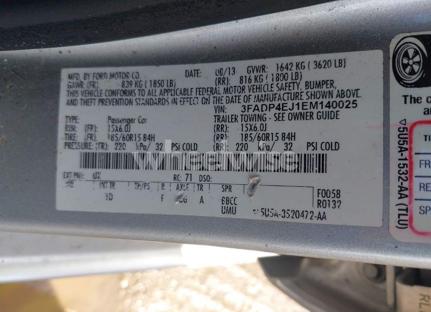 Photo 9 of 2014 Ford Fiesta SE (VIN 3FADP4EJ1EM140025)