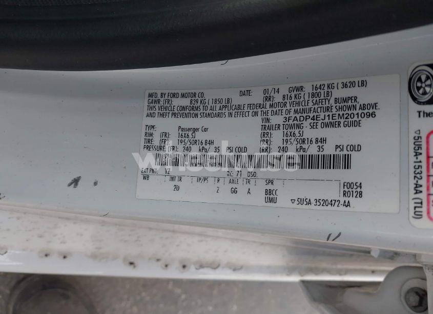 Photo 9 of 2014 Ford Fiesta SE (VIN 3FADP4EJ1EM201096)