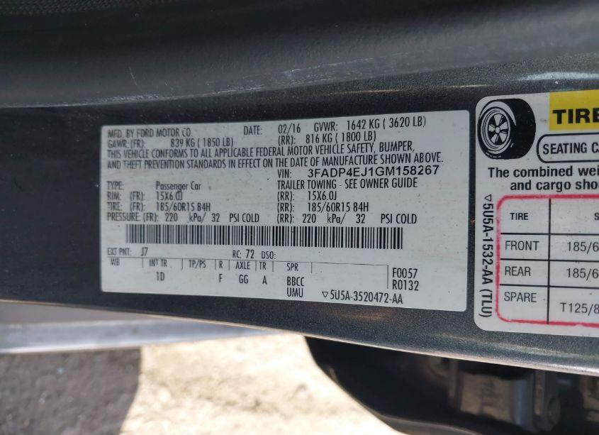 Photo 9 of 2016 Ford Fiesta SE (VIN 3FADP4EJ1GM158267)