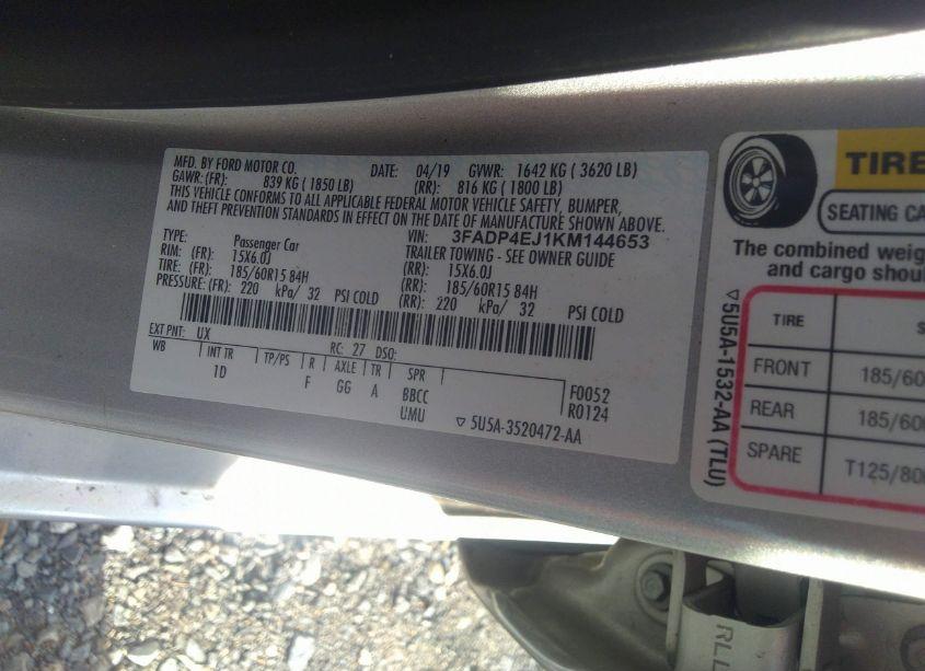 Photo 9 of 2019 Ford Fiesta SE (VIN 3FADP4EJ1KM144653)