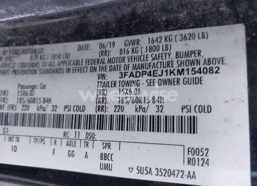 Photo 9 of 2019 Ford Fiesta SE (VIN 3FADP4EJ1KM154082)