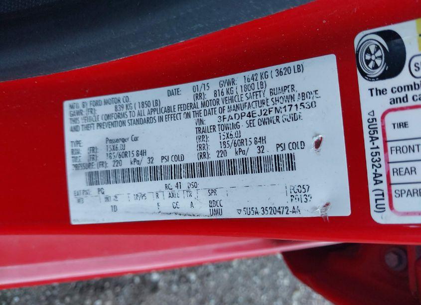 Photo 9 of 2015 Ford Fiesta SE (VIN 3FADP4EJ2FM171530)