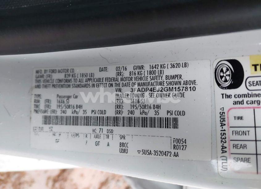 Photo 9 of 2016 Ford Fiesta SE (VIN 3FADP4EJ2GM157810)