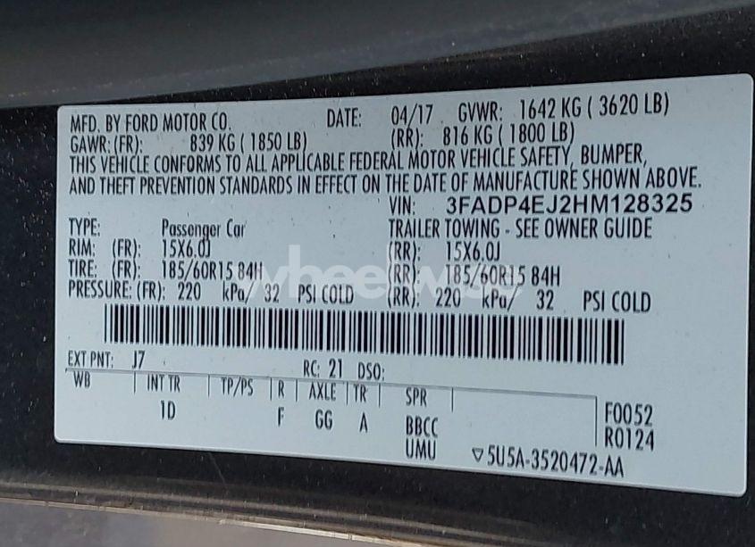 Photo 9 of 2017 Ford Fiesta SE (VIN 3FADP4EJ2HM128325)