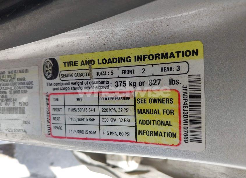 Photo 9 of 2013 Ford Fiesta SE (VIN 3FADP4EJ3DM107669)