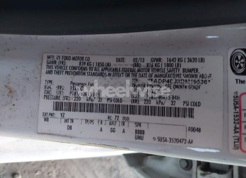 Photo 9 of 2013 Ford Fiesta SE (VIN 3FADP4EJ3DM195381)