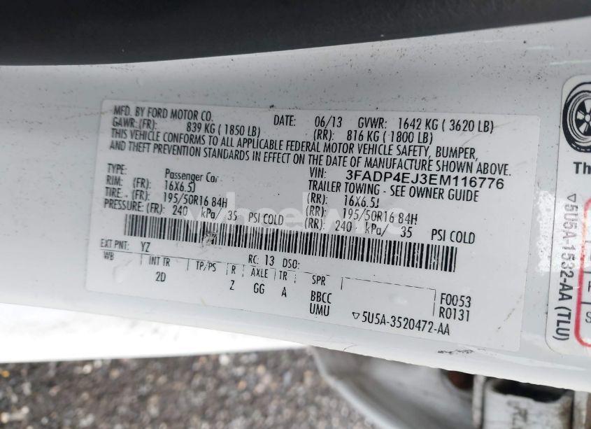 Photo 9 of 2014 Ford Fiesta SE (VIN 3FADP4EJ3EM116776)