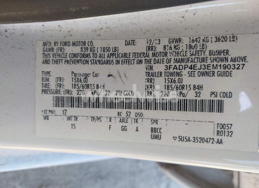 Photo 9 of 2014 Ford Fiesta SE (VIN 3FADP4EJ3EM190327)