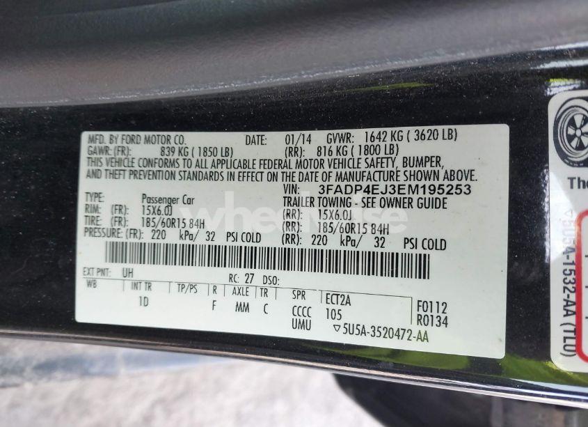 Photo 9 of 2014 Ford Fiesta SE (VIN 3FADP4EJ3EM195253)