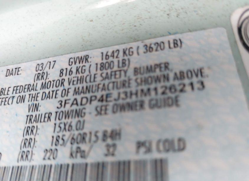 Photo 9 of 2017 Ford Fiesta SE (VIN 3FADP4EJ3HM126213)