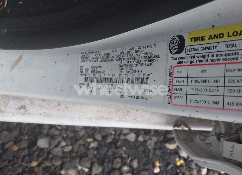 Photo 9 of 2012 Ford Fiesta SE (VIN 3FADP4EJ4CM160279)