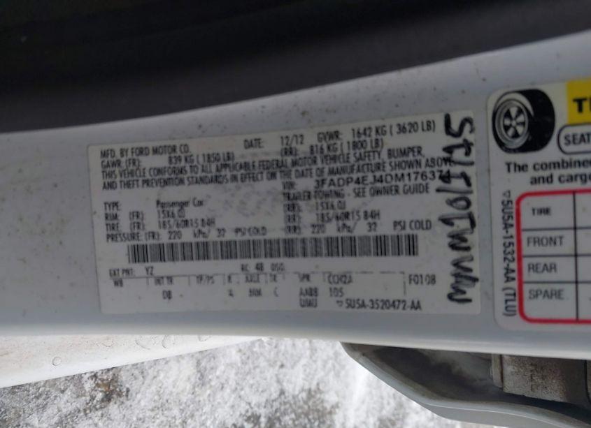 Photo 9 of 2013 Ford Fiesta SE (VIN 3FADP4EJ4DM176371)