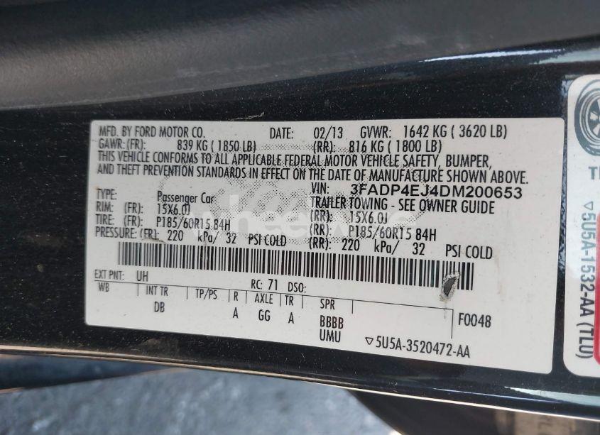 Photo 9 of 2013 Ford Fiesta SE (VIN 3FADP4EJ4DM200653)