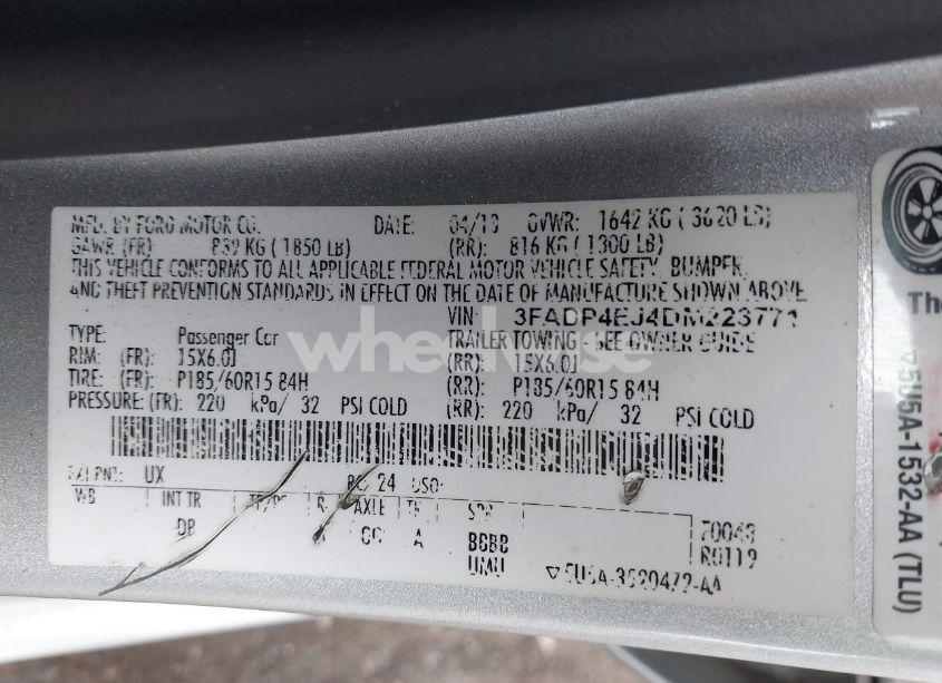 Photo 9 of 2013 Ford Fiesta SE (VIN 3FADP4EJ4DM223771)