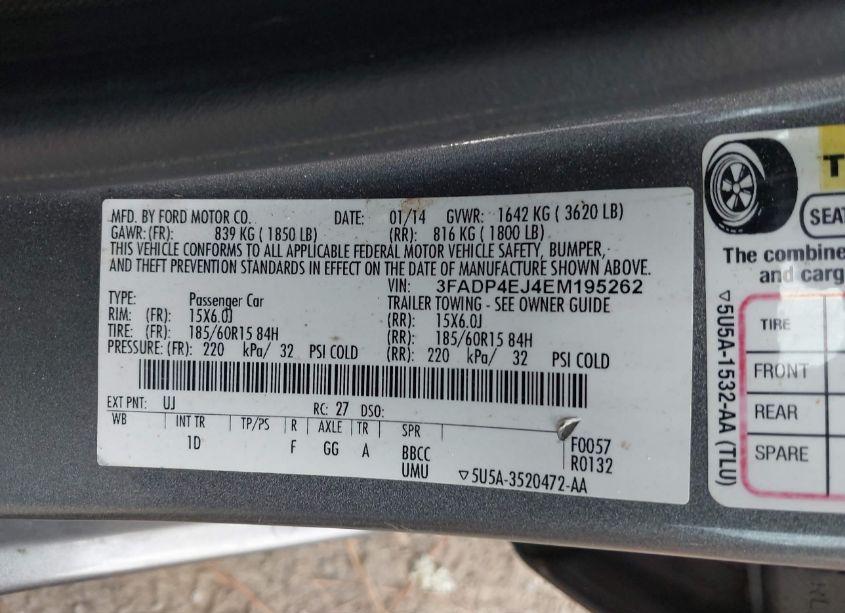 Photo 9 of 2014 Ford Fiesta SE (VIN 3FADP4EJ4EM195262)