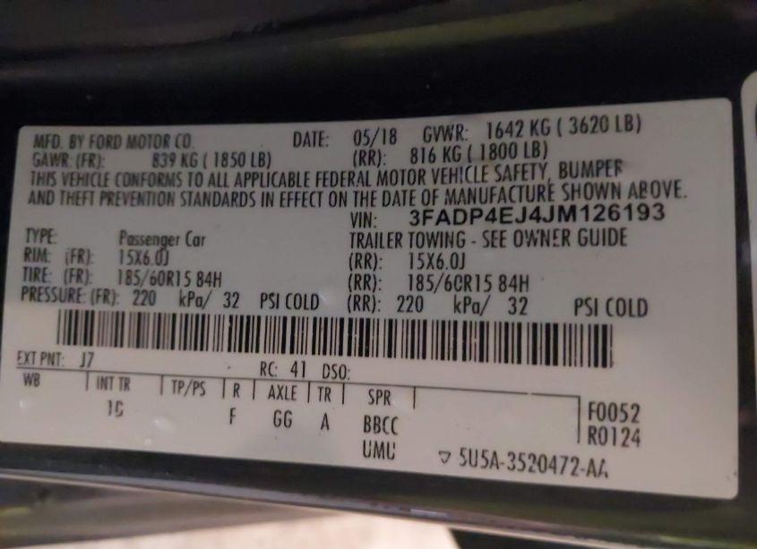 Photo 9 of 2018 Ford Fiesta SE (VIN 3FADP4EJ4JM126193)