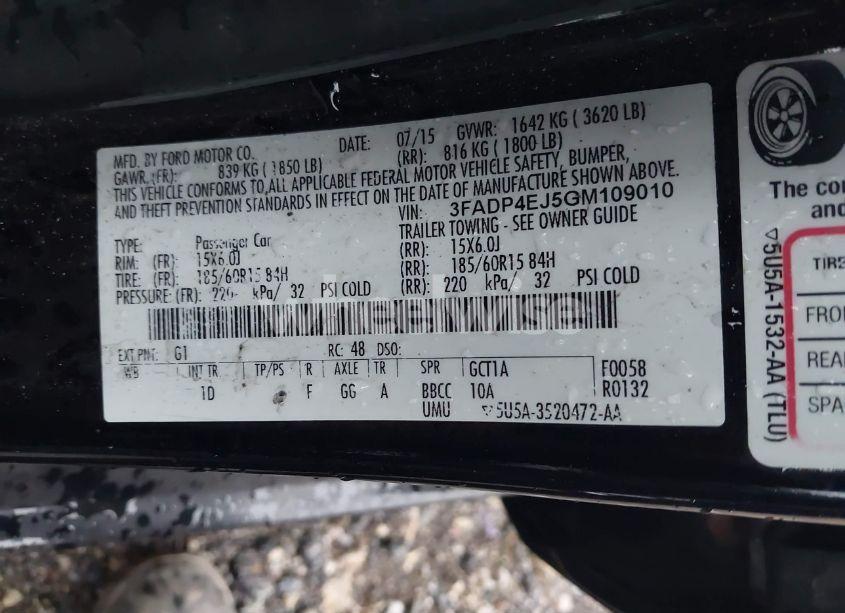 Photo 9 of 2016 Ford Fiesta SE (VIN 3FADP4EJ5GM109010)